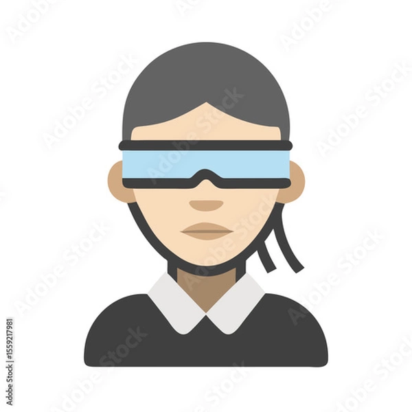 Obraz Person wearing blindfold with gray hair representing justice and rights  