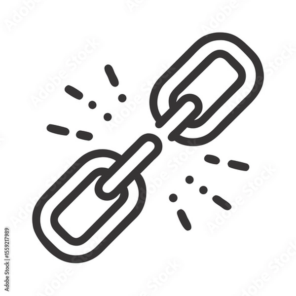 Obraz Broken chain link icon representing justice and human rights  