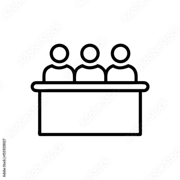 Obraz Three people sitting behind a jury box representing justice concepts  