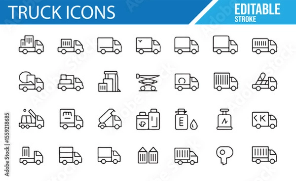 Obraz Transportation Icons Collection for Trucks, Vehicles, and Package Handling
