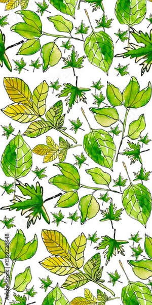 Obraz Botanical mosaic: An abstract composition of green leaves and geometric forms