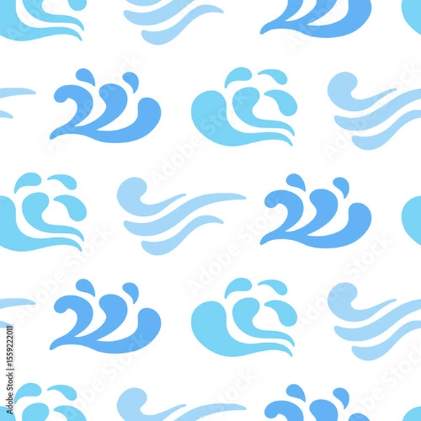 Obraz Blue Ocean Waves Seamless Pattern Sea Ornament