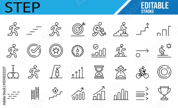 Obraz Step Icons Collection for Tracking Progress and Personal Growth