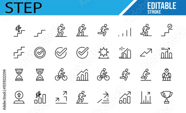 Obraz Movement and Achievement Icons for Fitness and Personal Progress