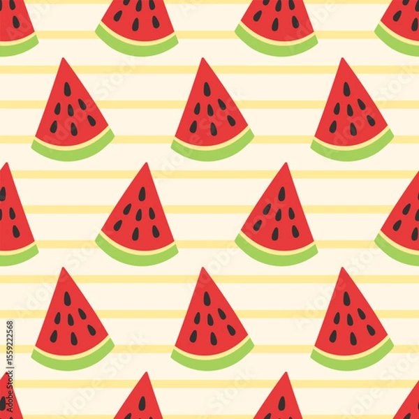 Obraz Watermelon slice cartoon fruits seamless pattern