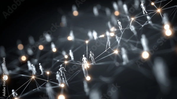 Fototapeta Interconnected nodes symbolizing an efficient digital recruitment network for talent acquisition and workforce management Showcasing the optimization of human resources in a modern corporate setting 