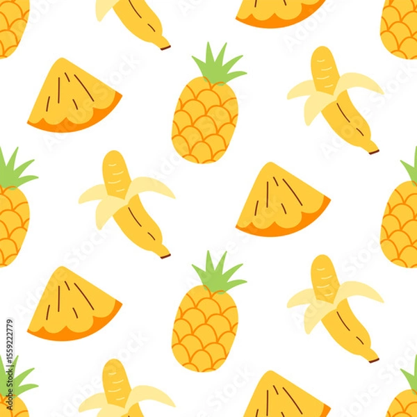 Obraz Tropical fruits seamless pattern background