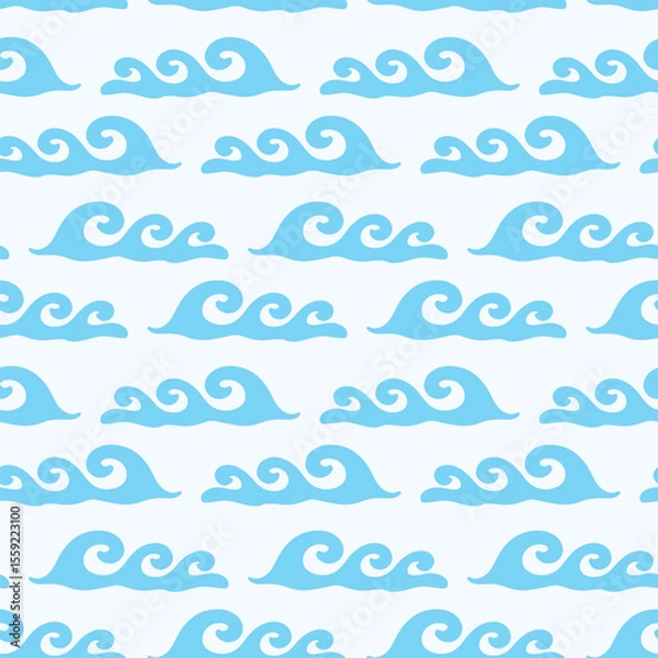 Obraz Blue Ocean Waves Seamless Pattern Sea Ornament