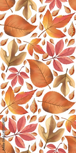 Obraz Abstract autumn collage featuring various leaves in warm hues and white background