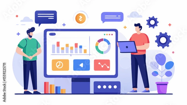Obraz Dashboard shows ad clicks ctr graphs roi indicat
