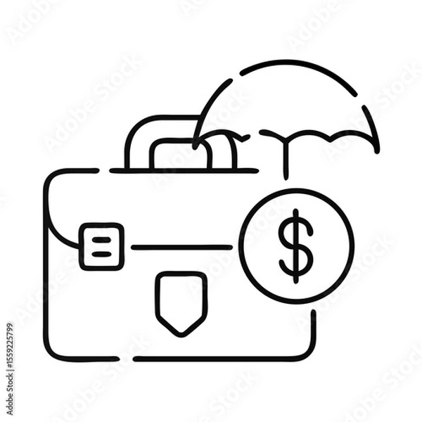 Obraz Briefcase with umbrella and dollar sign representing insurance concept  