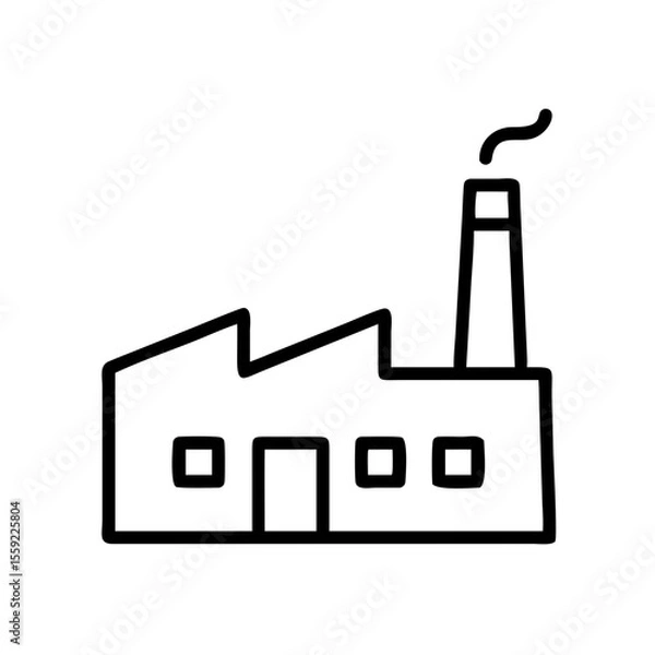 Obraz Industrial factory building icon with smoke chimney and doors  