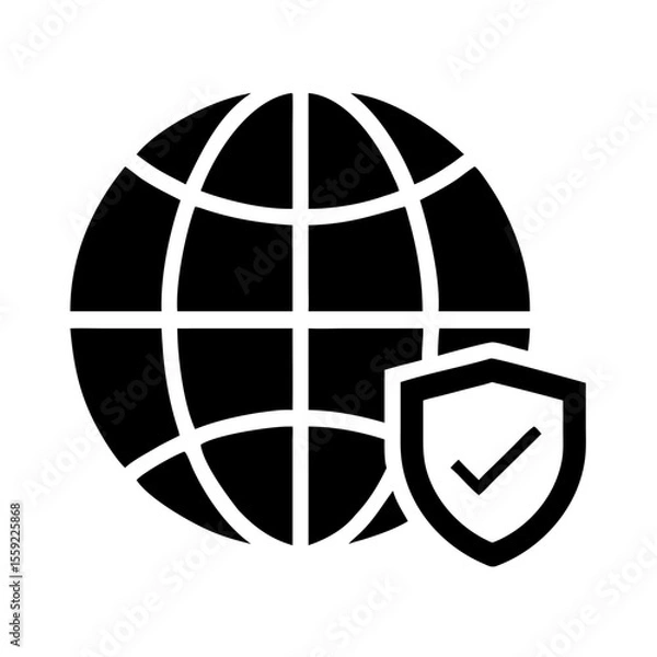 Obraz Globe icon with shield symbolizing protection and security concept  