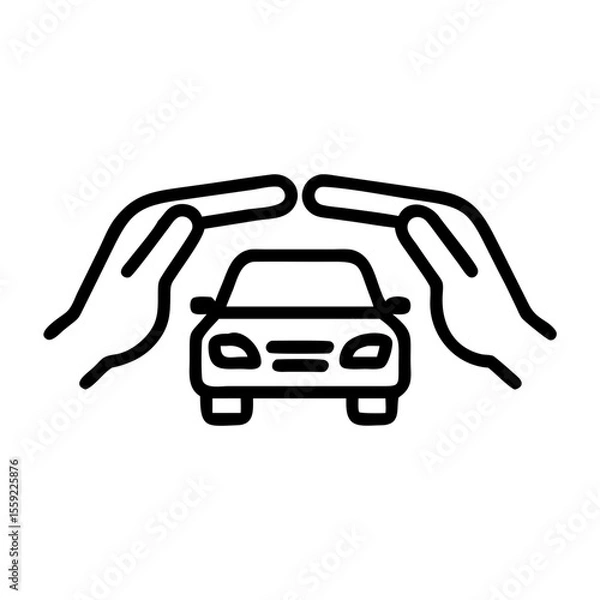 Obraz Hands protecting a car symbolizing insurance concept icon, vector  