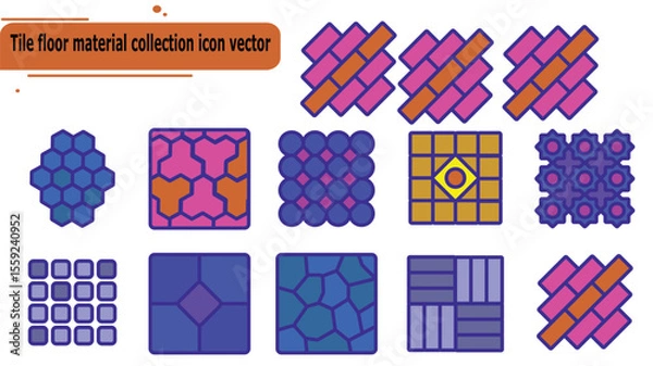 Obraz Tile floor material collection icon vector