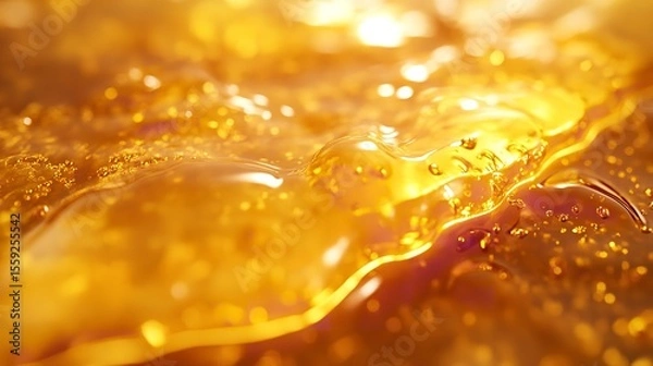 Fototapeta Golden bokeh texture with shimmering spots and glistening droplets for elegant background design and artistic presentations