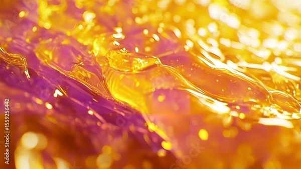 Fototapeta Golden bokeh texture with shimmering spots and glistening droplets for elegant background design and artistic presentations