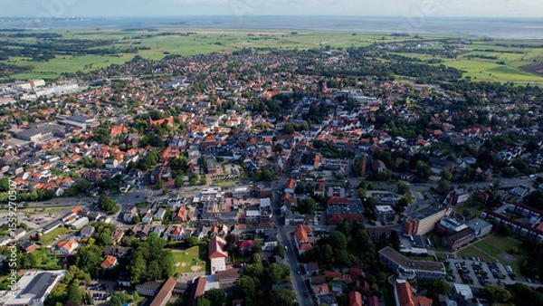 Obraz Aerial view of the old town of the city Varel in Germany on an sunny spring noon