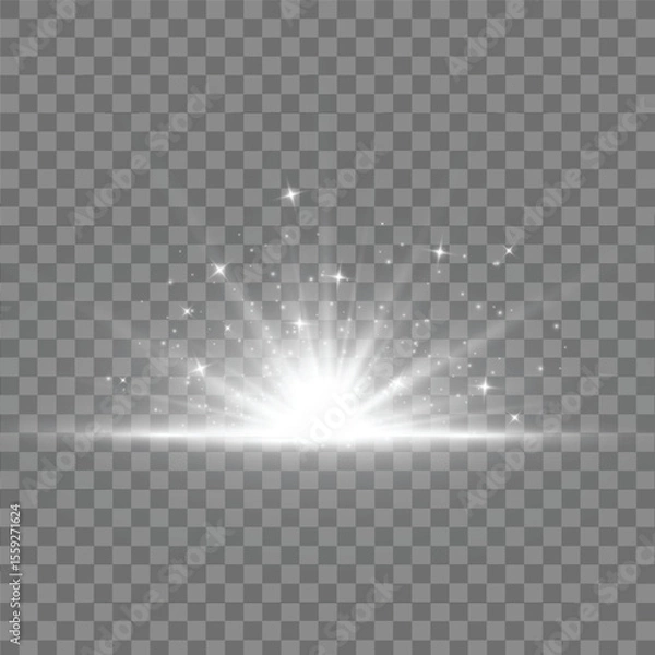Fototapeta Shining Light Burst: A burst of bright, white light with sparkles and lens flare, perfect for adding a radiant effect to your designs. 