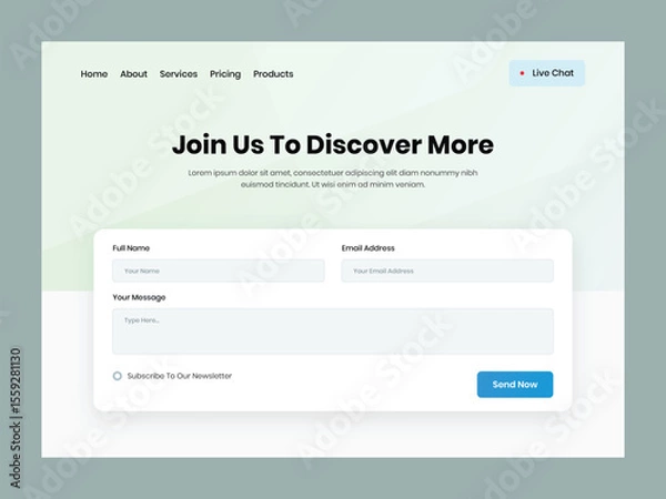 Fototapeta Modern Minimalist Contact Page UI Template for Responsive Website Design