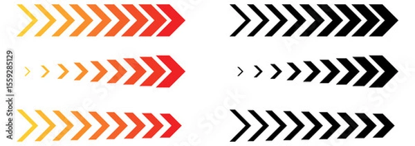 Obraz colourful arrow. dynamic moving arrow representing speed, acceleration, fast. transparent png and vector illustration.