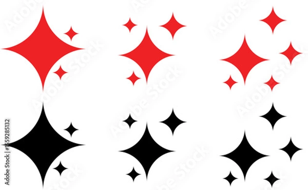 Obraz sparkle star icon set. simple star burst symbol. transparent png and vector illustration.

