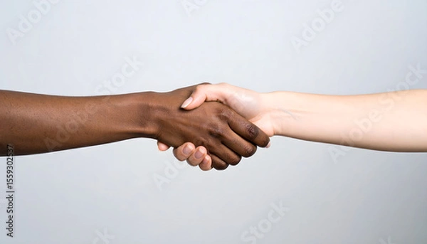 Obraz Interracial Handshake of Unity and Diversity - Concept of Harmony, Friendship, and Equality