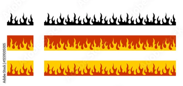 Obraz Fire Flame seamless pattern decorative ornament frame border vector set