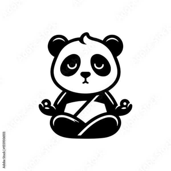 Obraz A panda zen master meditating, Cute Vector Mascot, 100% Vector & Editable