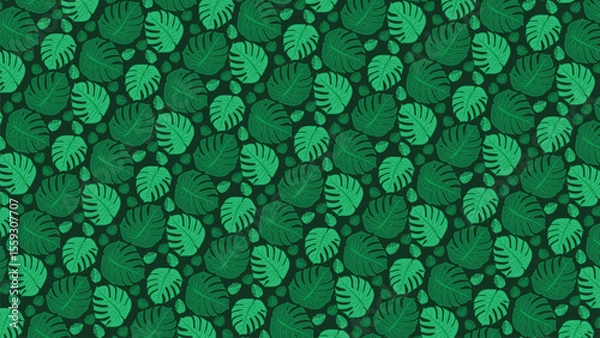 Fototapeta Seamless Tropical Monstera Leaf Pattern – Vector Background