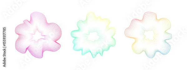 Fototapeta   Sound iridescent circular waves. Abstract vector wavy gradient circles. Minimalistic sound neon   dot lines . Colorful cover for music poster and banner. Radial spectrum