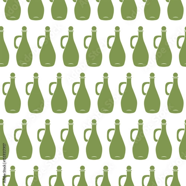Obraz Olive oil bottle. Seamless pattern. Vector illustration.