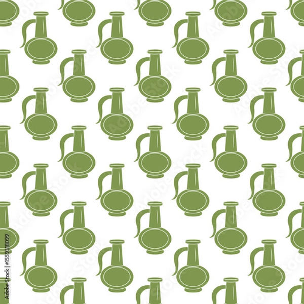 Obraz Olive oil bottle. Seamless pattern. Vector illustration.