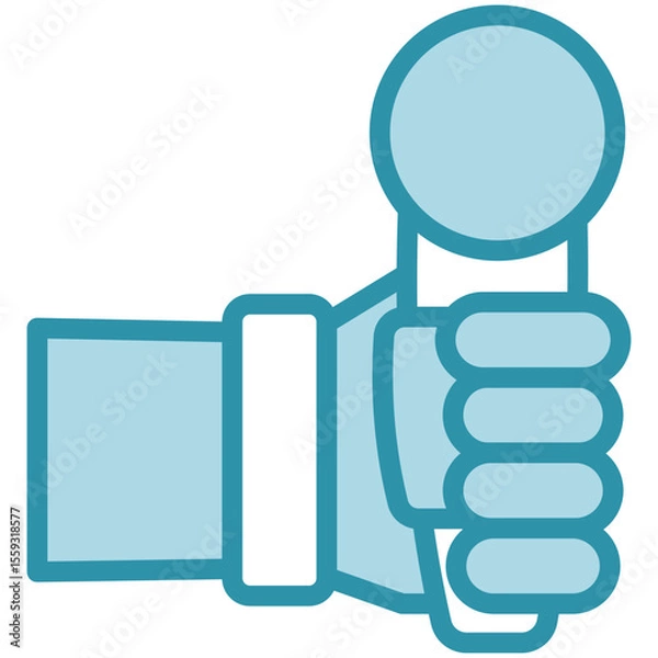 Fototapeta Journalist dual tone blue color mini illustration icon, use for journalist, broadcasting, news and media UI, UX kit, app and web development, digital or print.
