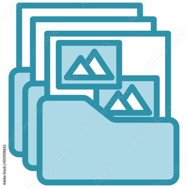 Fototapeta Image Media dual tone blue color mini illustration icon, use for journalist, broadcasting, news and media UI, UX kit, app and web development, digital or print.