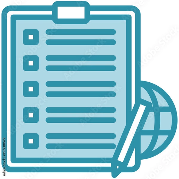 Fototapeta Note dual tone blue color mini illustration icon, use for journalist, broadcasting, news and media UI, UX kit, app and web development, digital or print.