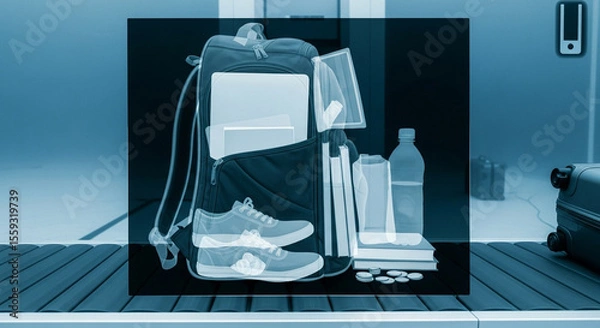 Obraz Digital inspection revealing the internal structure and items within carry-on luggage