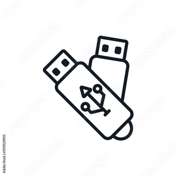 Fototapeta usb icons isolated on White Background. Flat style design
