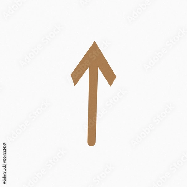 Fototapeta A brown arrow points straight up, isolated on white background