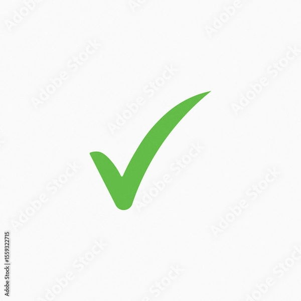 Fototapeta A green check mark isolated on white background signifies approval