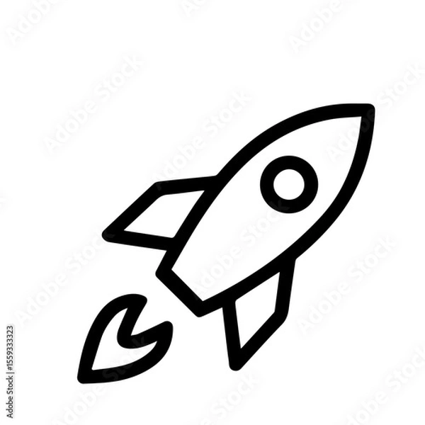 Fototapeta Rocket Icon rocket launch Line Icon startup on white 