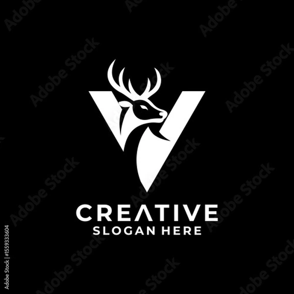 Obraz letter V deer logo