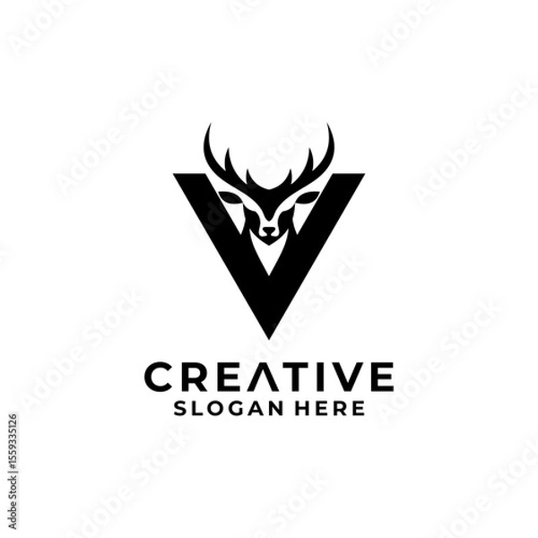 Fototapeta letter V deer logo