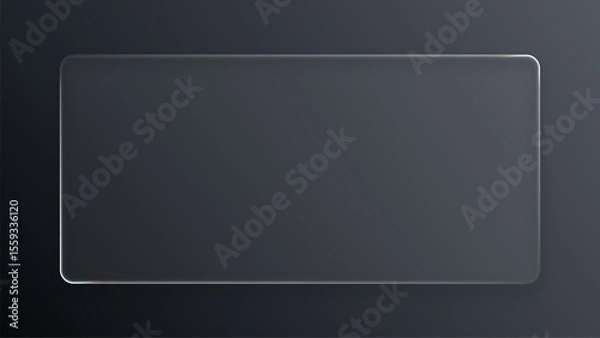 Obraz Liquid glass rectangle on dark background. Abstract futuristic graphic element for user interface and modern technology.
