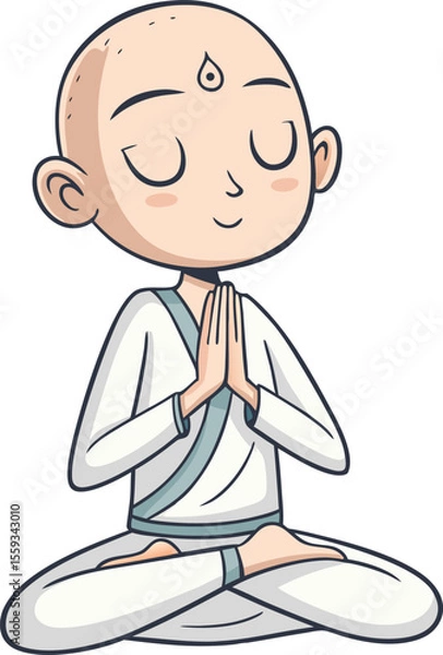 Fototapeta Clean Vector Character with Closed Eyes in Zen Meditation Pose Illustrator Artwork