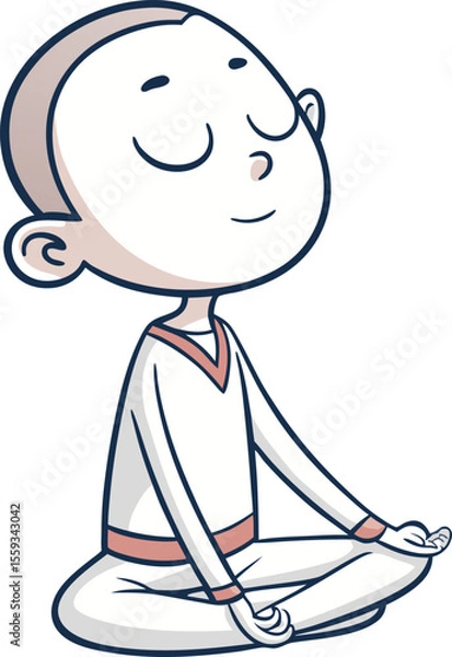 Fototapeta Clean Vector Character with Closed Eyes in Zen Meditation Pose

