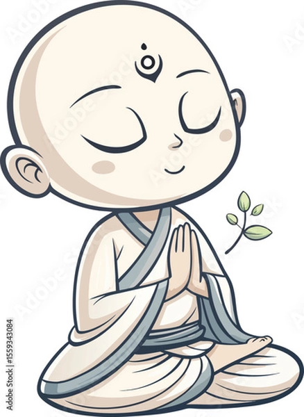 Fototapeta Clean Vector Character with Closed Eyes in Zen Meditation Pose

