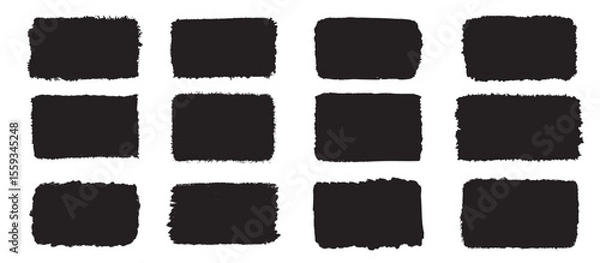 Obraz Set of grunge rectangular textures. Torn Paper Frames, shapes of ripped papers silhouettes isolated on white background.