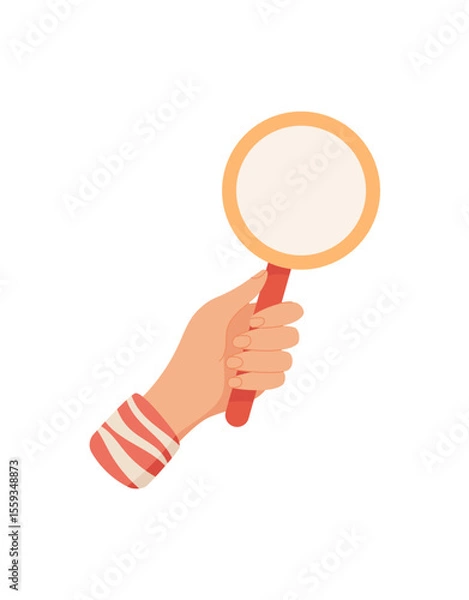 Obraz Hand holding sticker icon. Human character gripping a symbol. Flat design graphic, illustration, suitable for various creative projects and digital media.