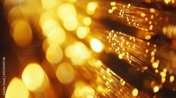 Obraz Shimmering Gold Light Background with Glowing Fiber Elements